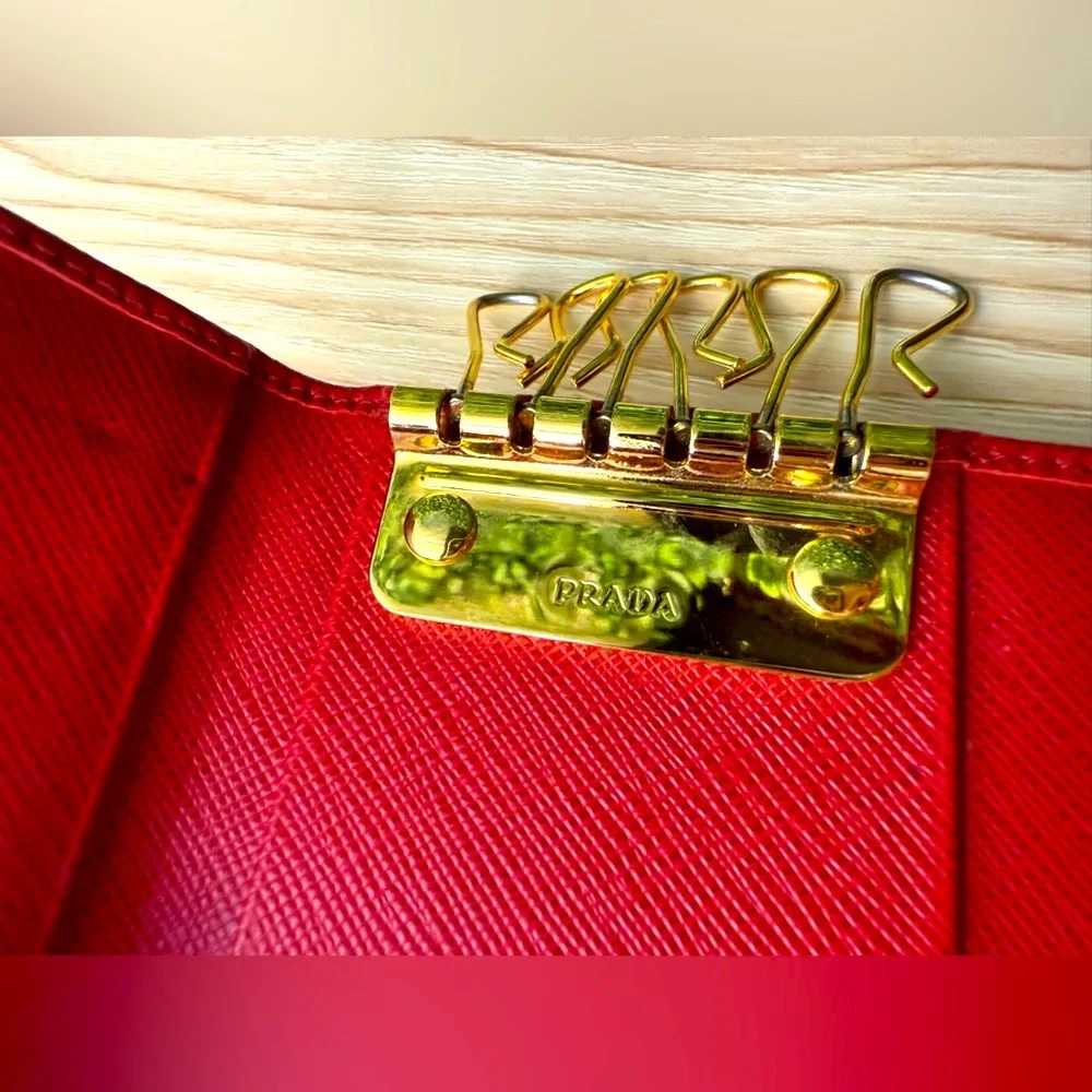 Prada Saffiano Leather Red Key Holder Wallet - Picture 5 of 10